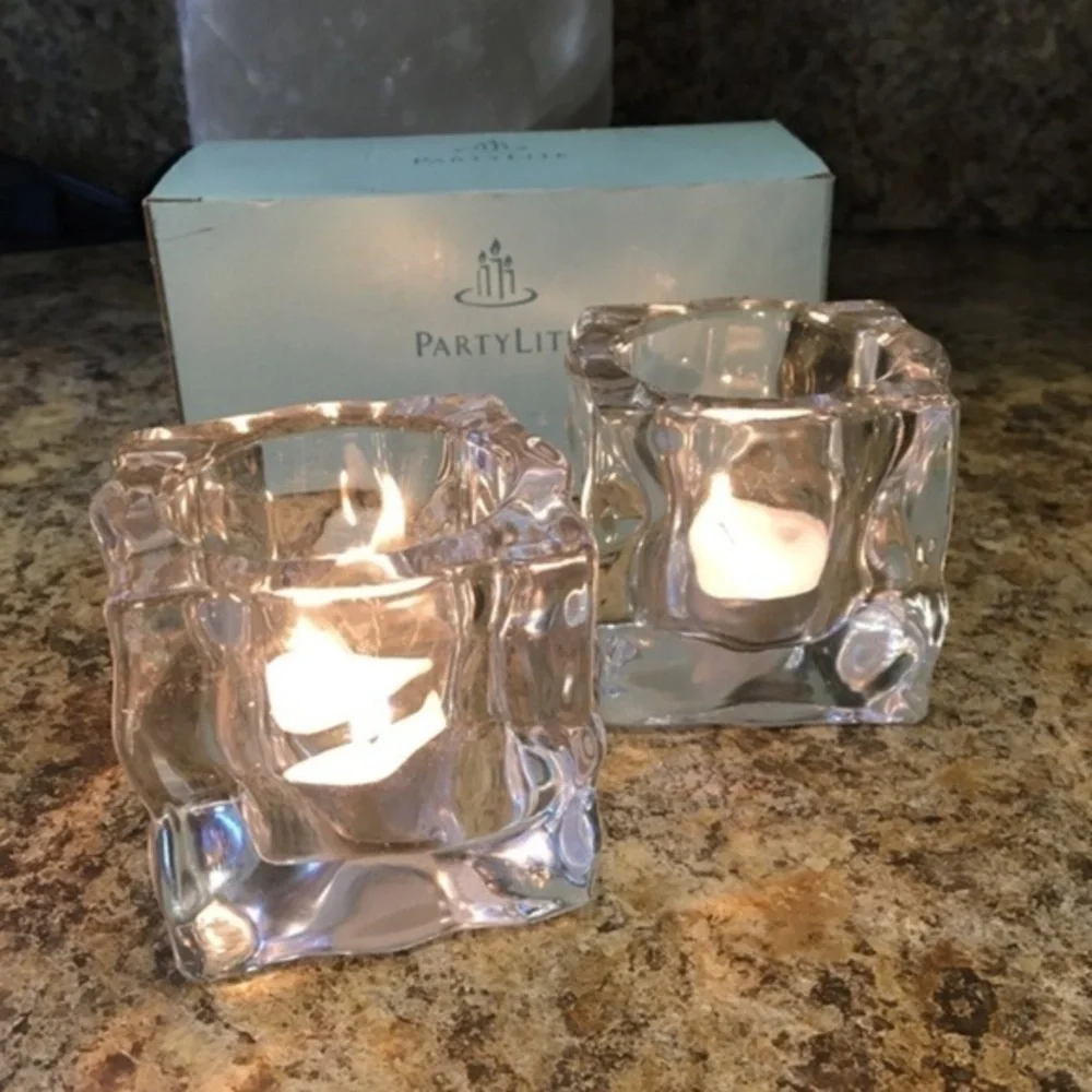 PartyLite Votive Holders Glacier Duo Tealight holders NIB - Picture 2 of 7